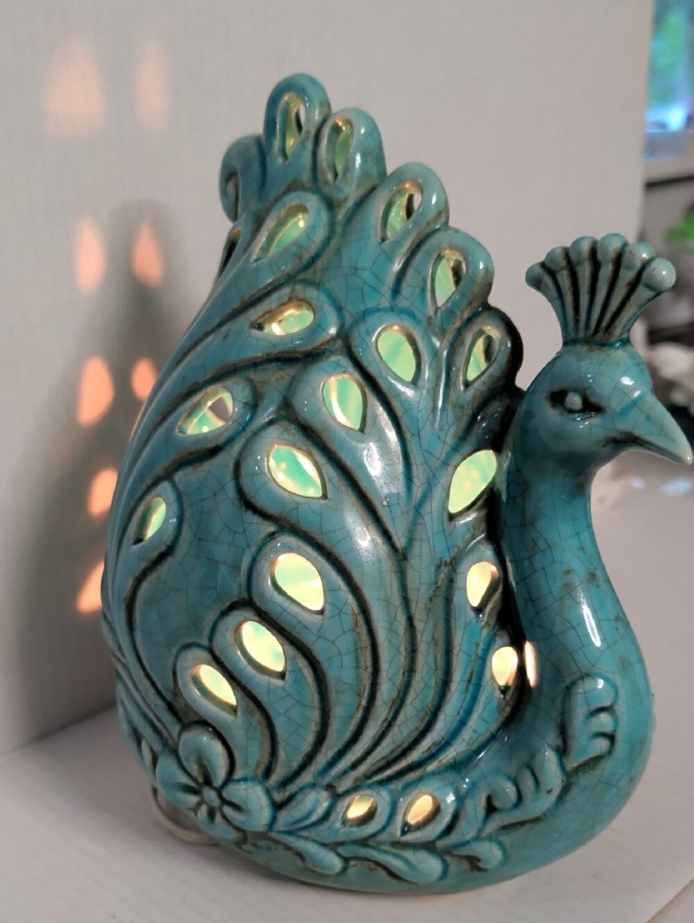 VTG Turquoise Peacock Ceramic Accent Lamp - Brand Unknown - Picture 3 of 11